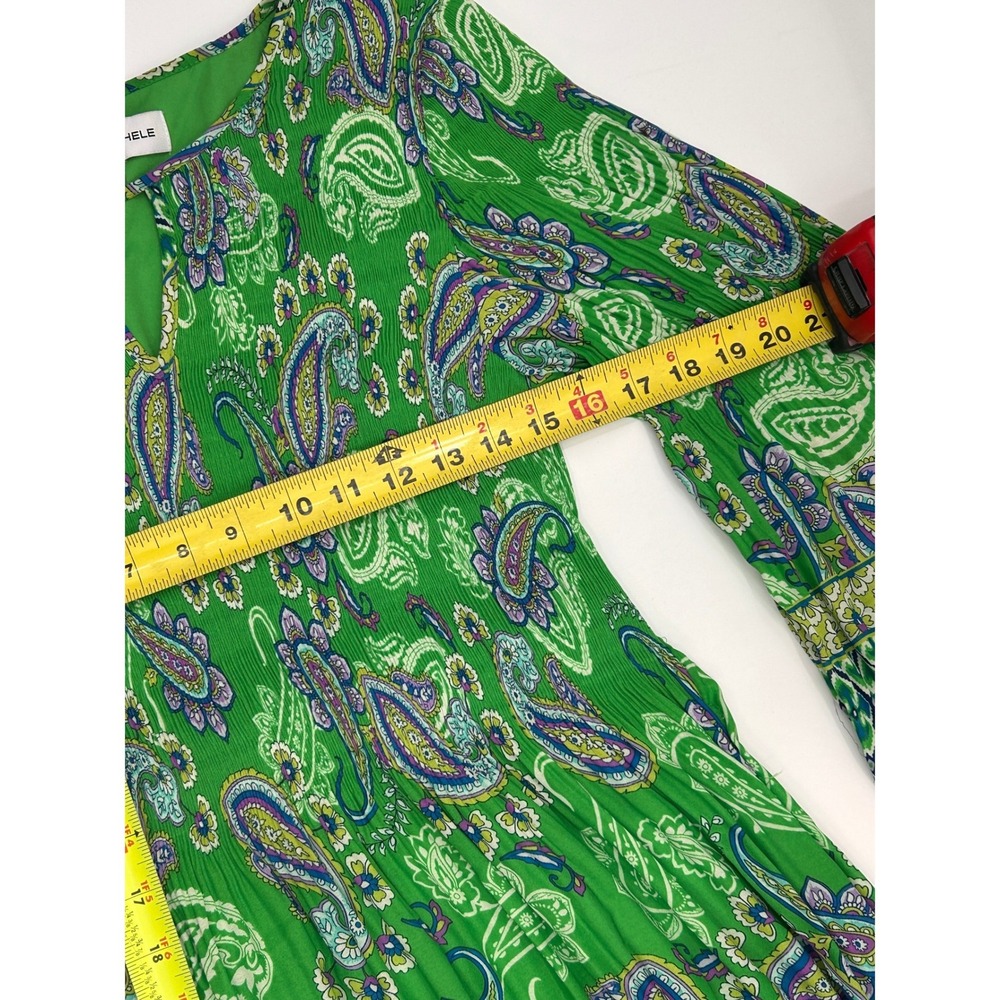 Emma & Michele Green Paisley Boho Bell Sleeve Mini Dress Medierranean Summer - Picture 6 of 10